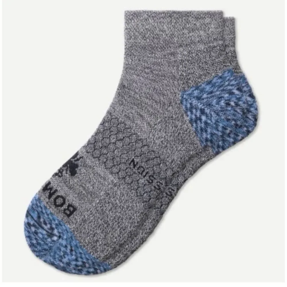 Bombas Gray and Blue Ankle Compression Socks